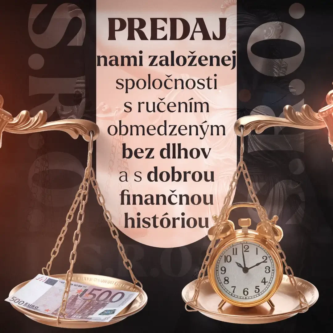 Predaj čistých s.r.o., nami založené sro pripravené na predaj s dobrou finančnou históriou